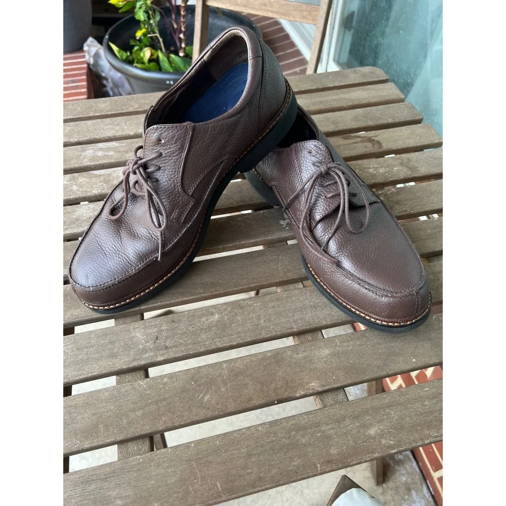 Apex Mens LT910M Lexington Brown Pebbled Leather X-Wide Orthotic Oxford Shoes 12